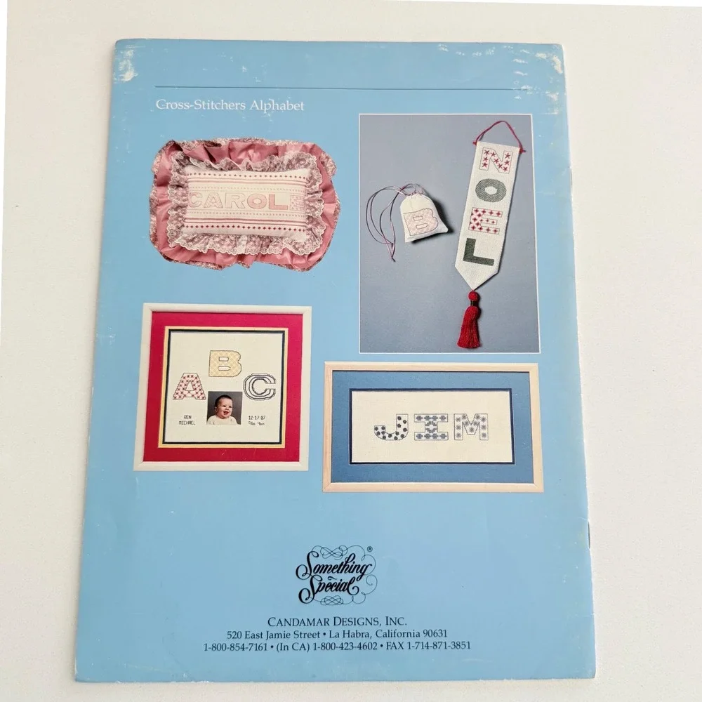Lot of 3 Cross Stitch Pattern Books Vintage Craft Sewing Alphabet Office